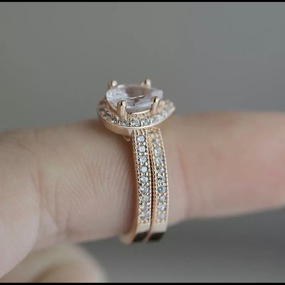 ✨2 Piece Engagement Ring✨18K Rose Gold Plated✨ - Picture 5 of 8